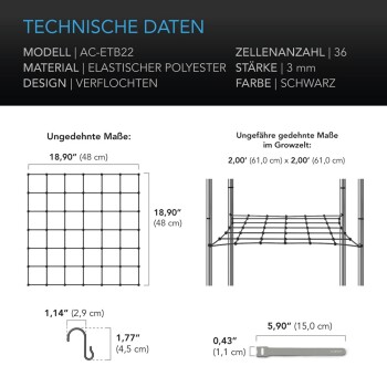 AC Infinity Grow Box Rete elastica per piante, 60x60 cm