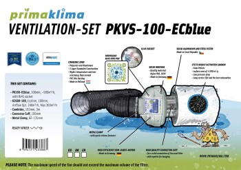 Kit per lestrazione dellaria Prima Klima PKVS-100-ECblue 580m³/h