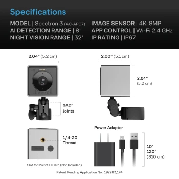 AC Infinity SPECTRON 3 – Telecamera AI 4K per coltivazione con visione notturna