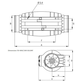 S&P TD-Silent Estrattore Silenziato 350m³/h ø125 mm 2-Velocità
